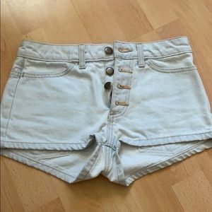 American apparel light button front denim shorts